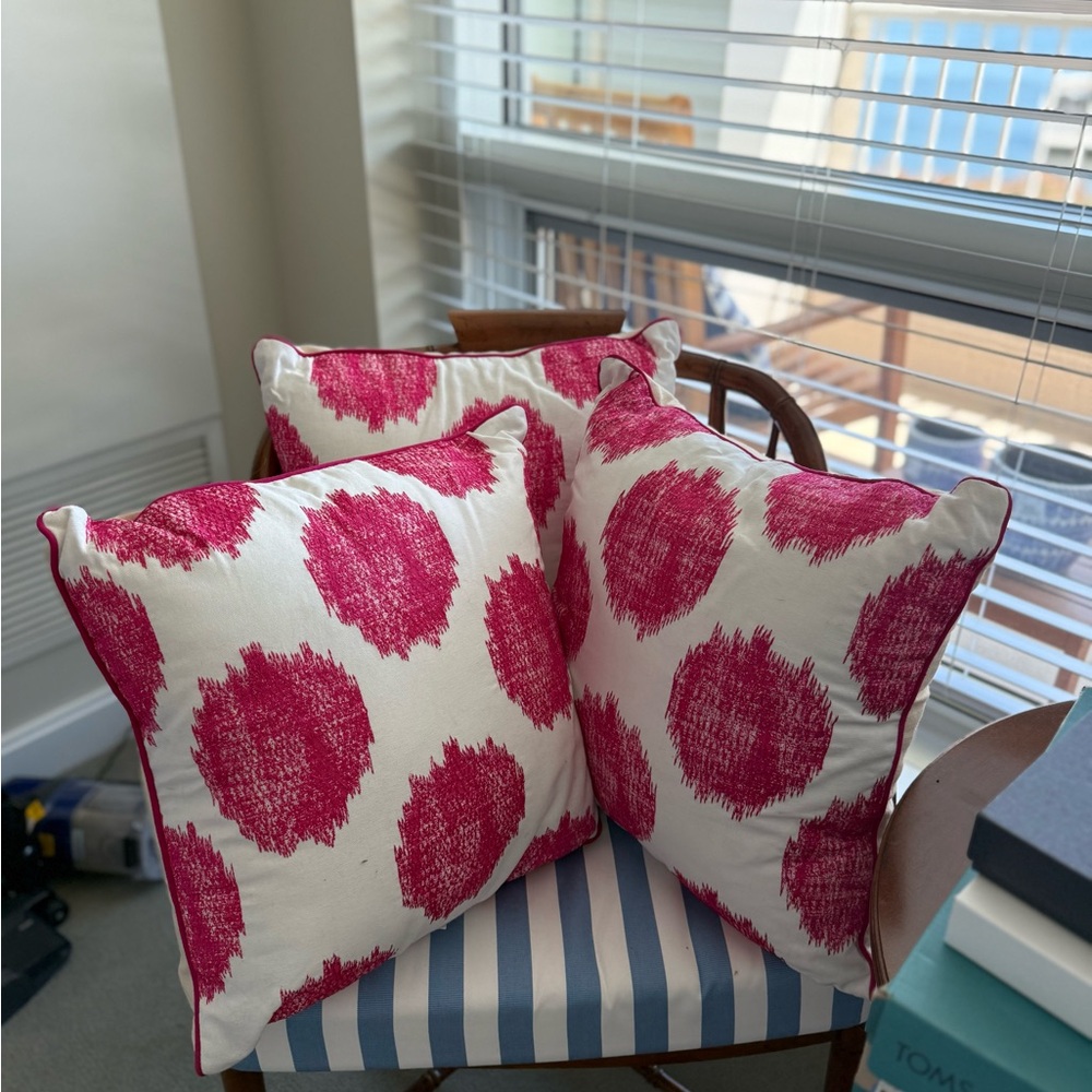 Threshold Pink and White Accent Pillows with Bold Pattern
